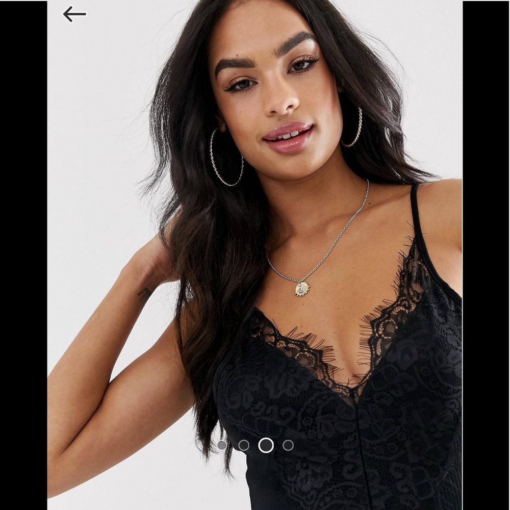 ASOS Midi rib knit lace cami bombshell dress Sexy - Picture 2 of 11